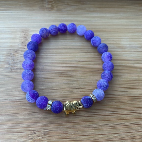 Amethyst Stone Gold Elephant Bracelet - Picture 4 of 6